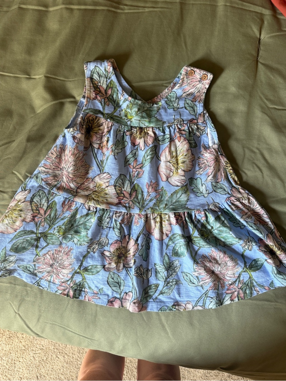 Next Floral Blue Tiered Tank Dress for Girls
